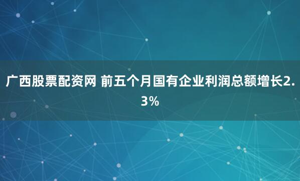 广西股票配资网 前五个月国有企业利润总额增长2.3%